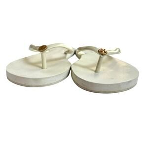 Tory Burch White Logo Flip Flops Size 7 Women’s Sandals